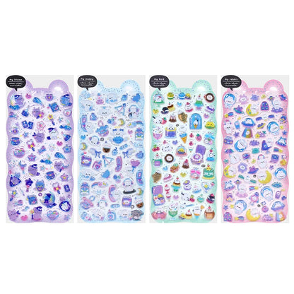 3 pcs/6 pcs Sweet Candy Pets Cat Coffee Cakes Flash Puffy 3D Stickers Scrapbooking Diy Diary Stationery Stickers School Supplies Beauty World Shop
