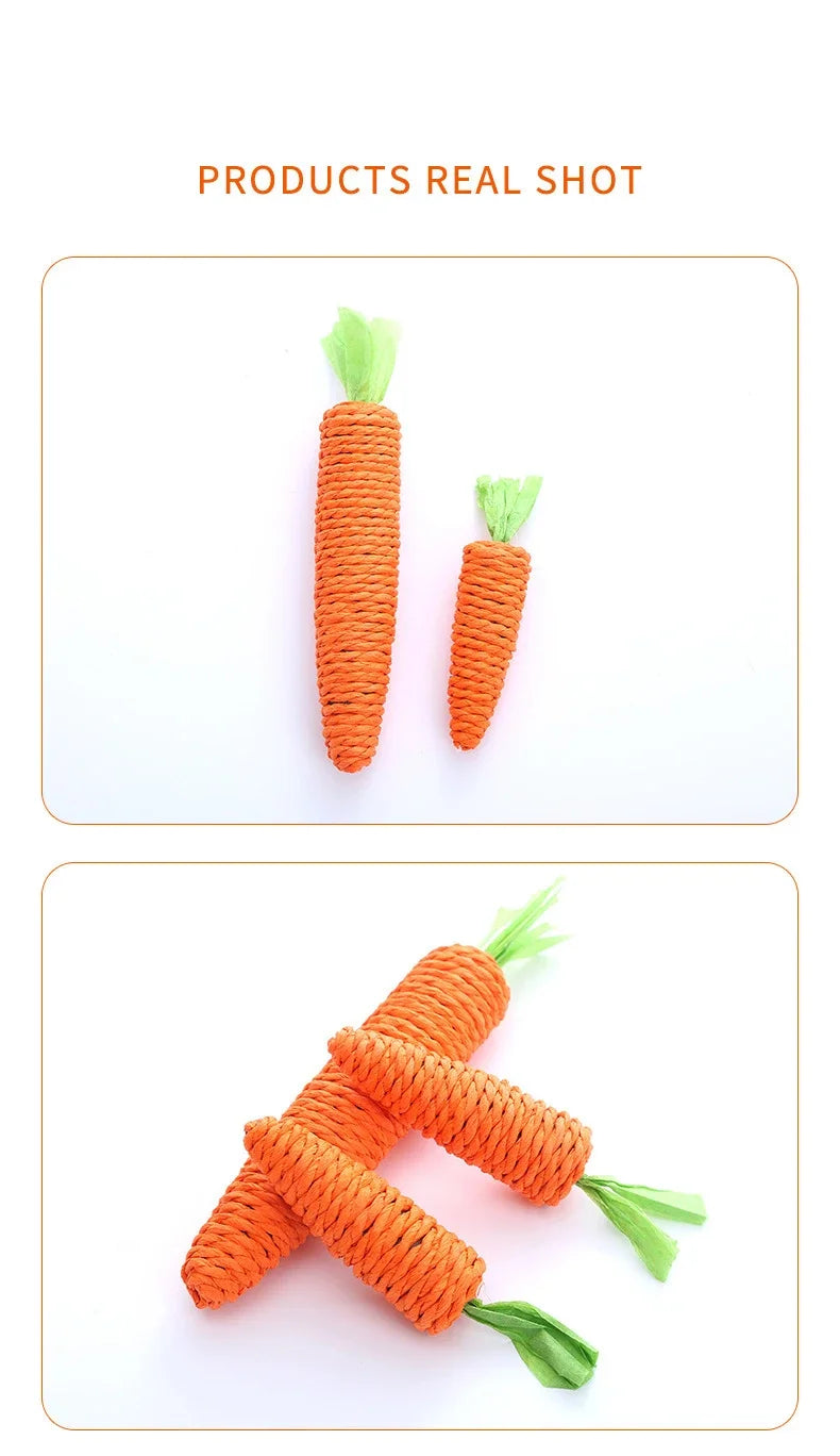 Cat Toy Carrot Sound Pet Products Bite Resistant Paper Rope Scratcher Clean Teeth Interactive Play Cat Carrot Chew Toy for Cat Beauty World Shop