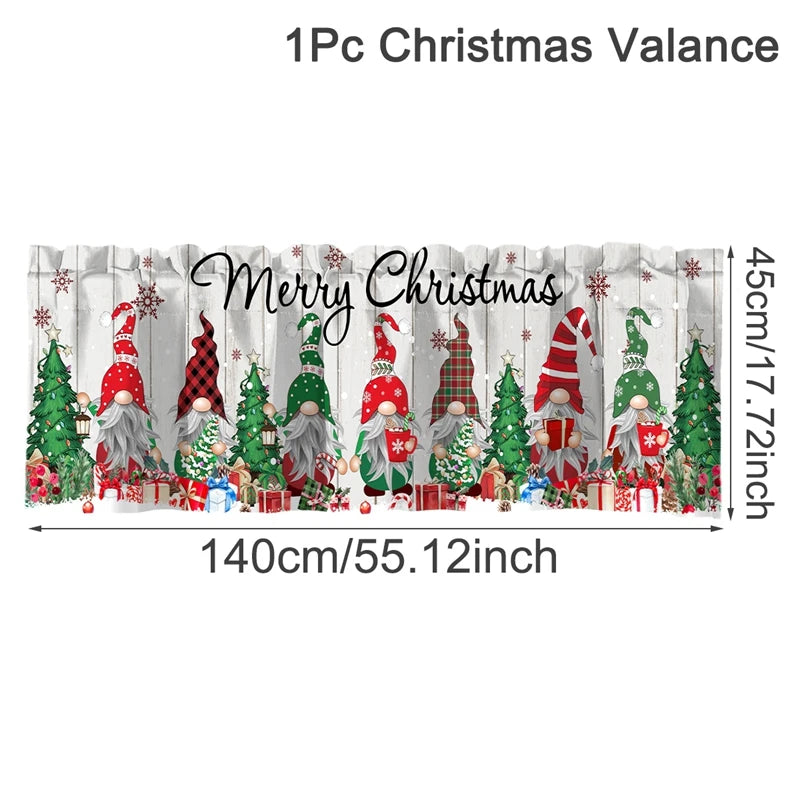 Christmas Short Curtains Valances Merry Christmas Decorations For Home 2025 Xmas Navidad Kitchen Bedroom Ornaments New Year 2026 Beauty World Shop