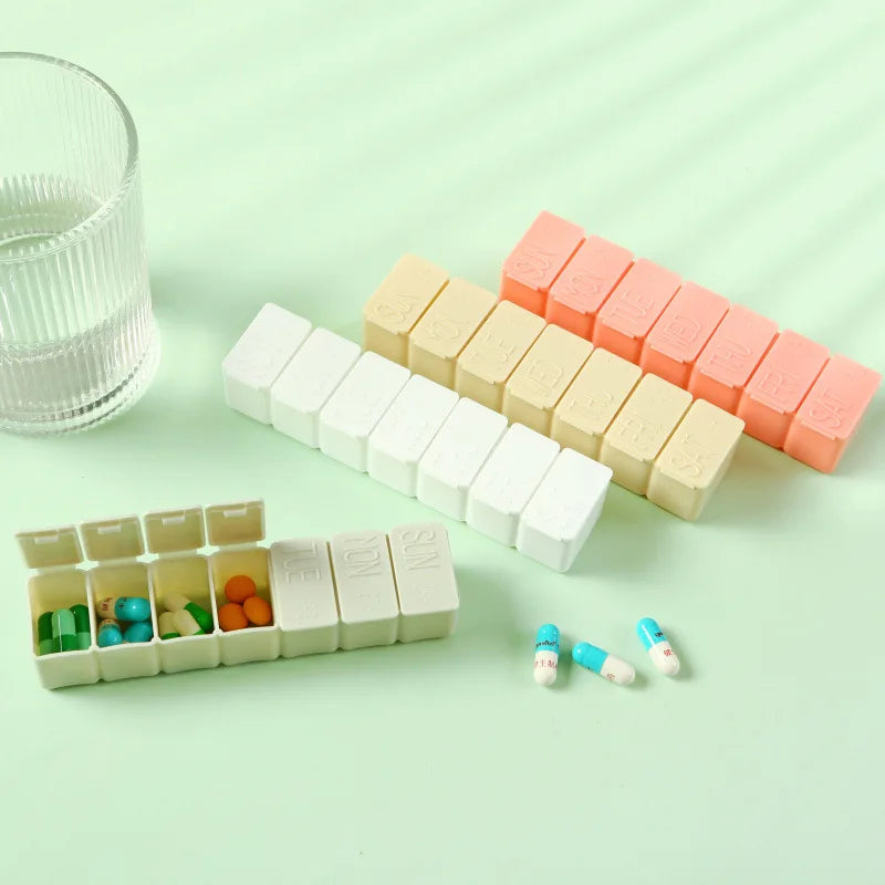 Weekly Pill Box Travel Medicine Storage Pill Case Organizer Drug Container Tablet Dispenser Plastic Independent Lattice Beauty World Shop