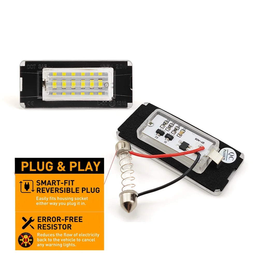 2pcs Mini LED license plate lights, suitable for Mini Cooper R56, R57, R58, R59,6500k Beauty World Shop