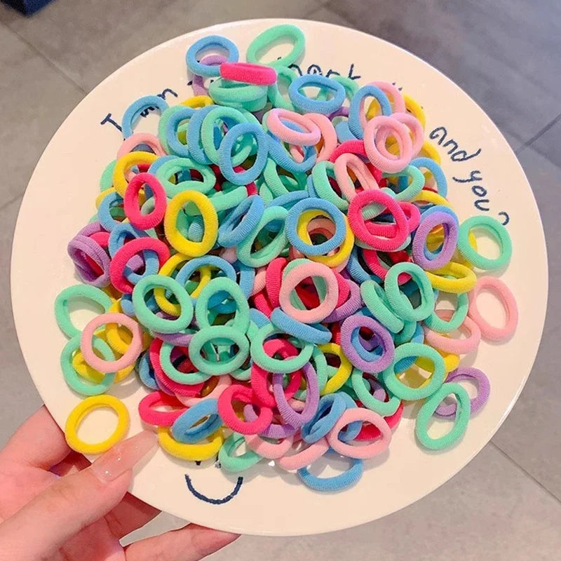 200PCS Women Girls Colorful Nylon Elastic Hair Bands Ponytail Hold Small Hair Tie Rubber Bands Scrunchie Hair Accessories Beauty World Shop