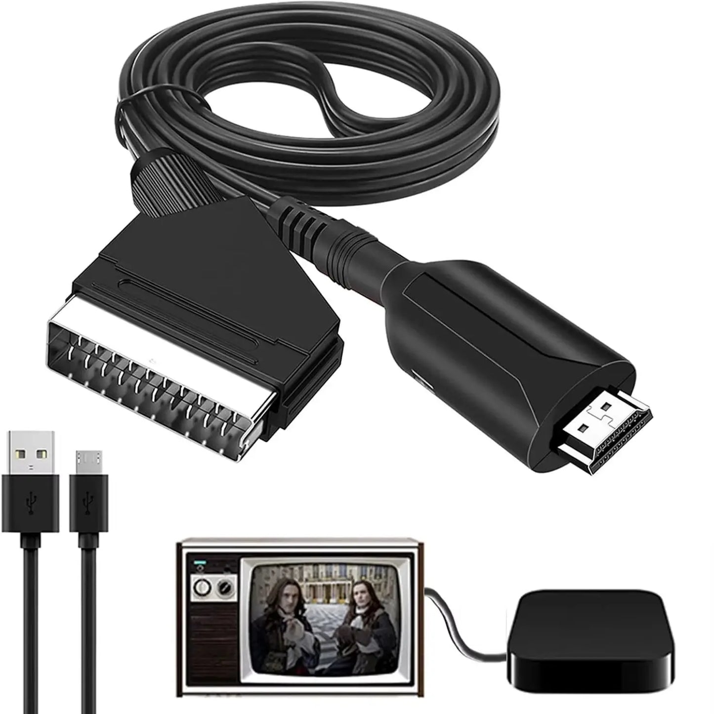 SCART to HDMI Converter Cable Video Audio Converter Adapter Scart in HDMI Out Suport 720P/1080P Switch for HDTV DVD Beauty World Shop