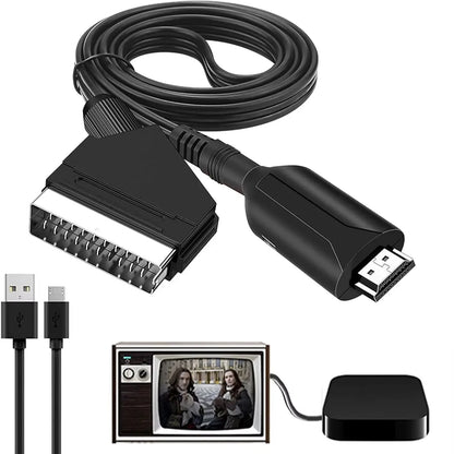 SCART to HDMI Converter Cable Video Audio Converter Adapter Scart in HDMI Out Suport 720P/1080P Switch for HDTV DVD Beauty World Shop