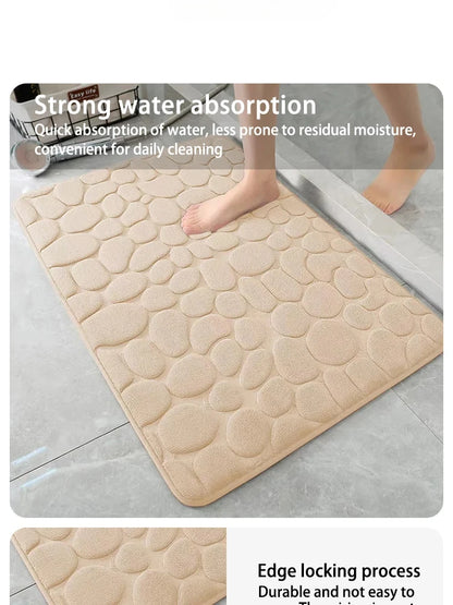 Pebble Embossed Memory Foam Bath Blanket Absorbent Non-Slip Indoor Floor Mat for Bathroom Door Beauty World Shop