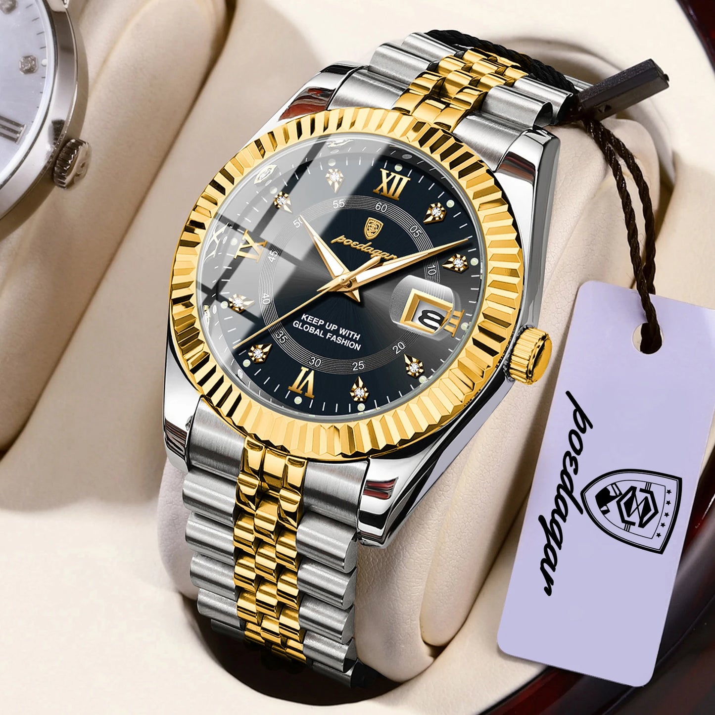 POEDAGAR Original Men Wristwatch Waterproof Luminous Date Business Man Clock Stainless Steel Quartz Military Men's Watches Reloj Beauty World Shop