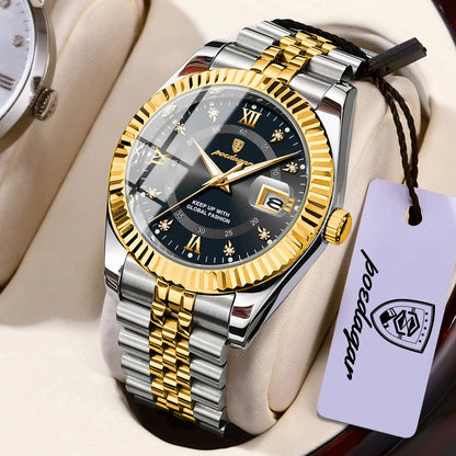 POEDAGAR Original Men Wristwatch Waterproof Luminous Date Business Man Clock Stainless Steel Quartz Military Men's Watches Reloj Beauty World Shop