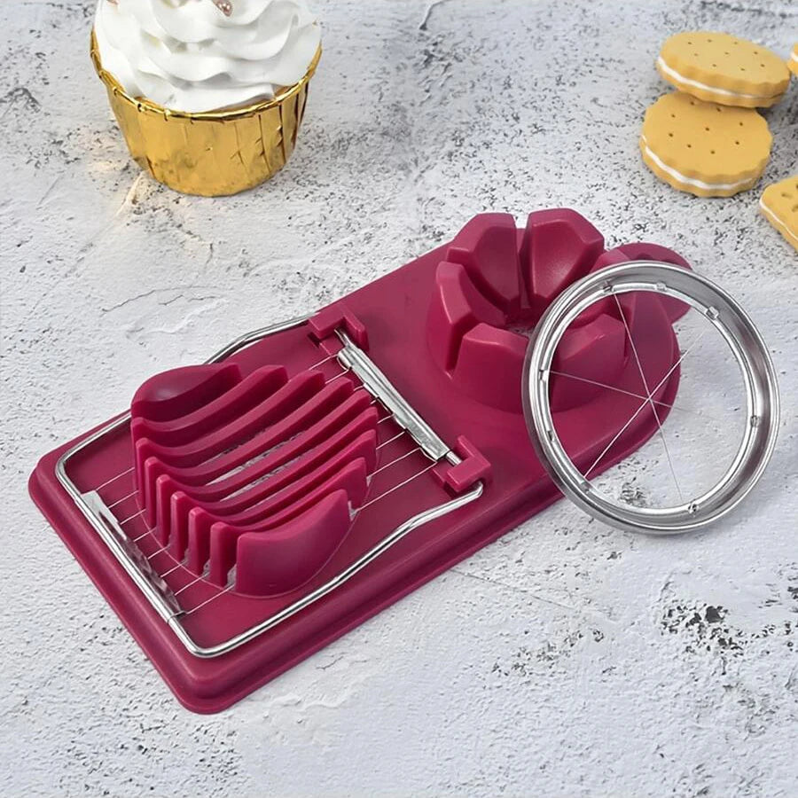 Multifunctional PP Base egg cutter 2-in-1 stainless steel wire pull egg cutter for hanging high-quality kitchen accessory tools Beauty World Shop