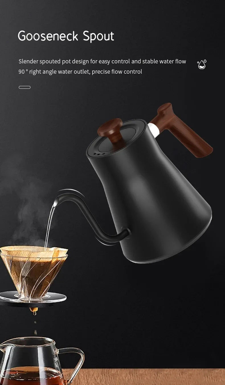 Electric Gooseneck Kettle 900ML Hand Brew Coffee Pot Smart Teapot Temperature Control Pot Rapid Heating Kettle 110v/220v Beauty World Shop