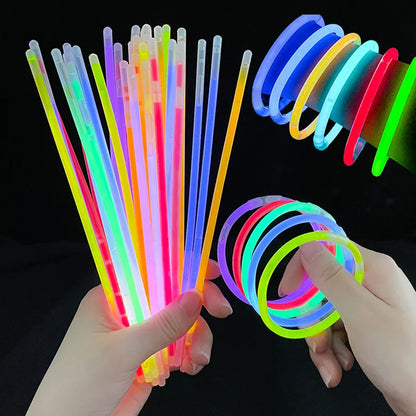 50/100Pcs Fluorescence Sticks Party Multicolor Glowing Stick Bright Colorful Light Bright Bendable Glow Bracelet Party Supplies Beauty World Shop