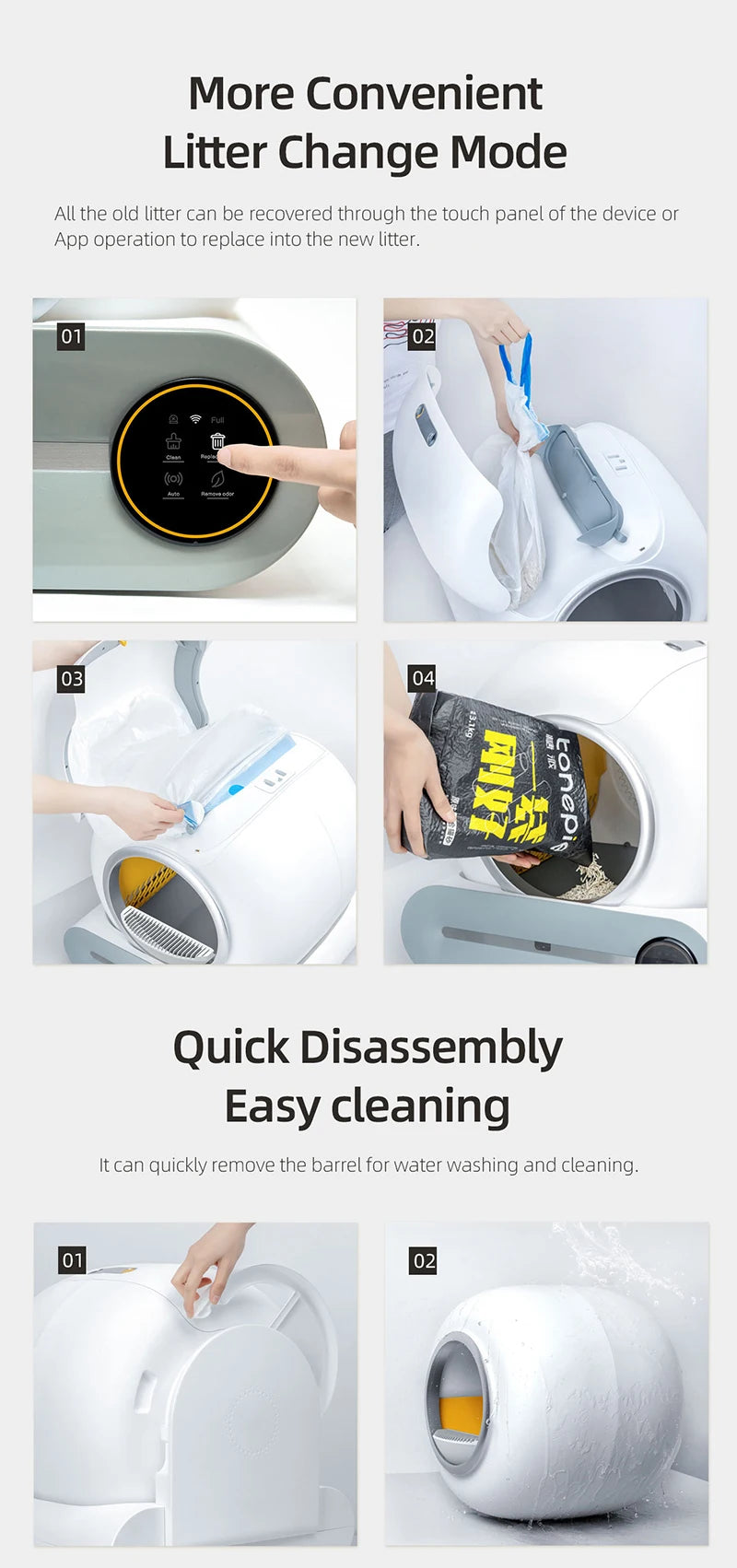 New 65L Automatic Smart Cat Litter Box Self Cleaning Fully Enclosed Large Cat Toilet Litter Tray Beauty World Shop