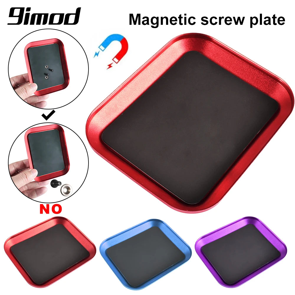 9IMOD RC Screw Tray with Magnetic Pad Aluminium Alloy Magnet Screws Disk Storage Plate for RC Airplane Car Boat Repair Tool Beauty Fashion