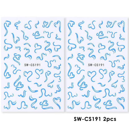 2pcs Sweet Element Nail Art Stickers Simple Flower Heart Cherry Strawberry Kawaii Decals Colorful Bow Butterfly Manicure Sliders Beauty World Shop