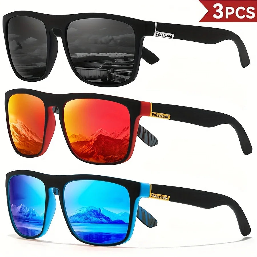 1-4PCS Men Classical Square Polarized Sports Sunglasses Lightweight PC Frame UV400 for Driving Fishing Cycling Unisex Durability Beauty World Shop