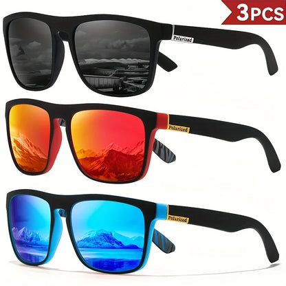 1-4PCS Men Classical Square Polarized Sports Sunglasses Lightweight PC Frame UV400 for Driving Fishing Cycling Unisex Durability Beauty World Shop
