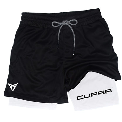 Men's Two-in-one Sports Shorts Breathable Casual Quick-drying Double-layer Shorts Summer Running Sportswear Bottoms M-3XL