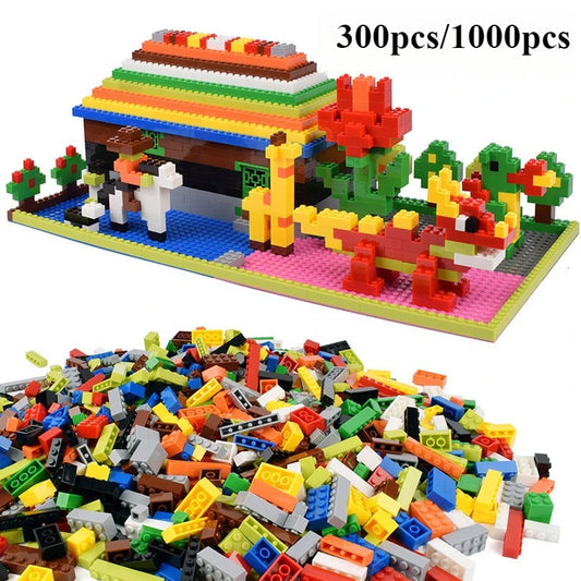 300/1000 DIY creative building blocks bulk set Urban Classic building blocks Assembled birthday gift children's educational toys Beauty Fashion