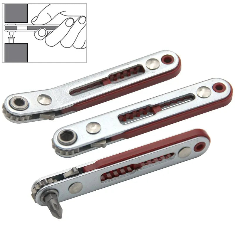 Multifunctional Bidirectional Forward and Reverse Ratchet Screwdriver Elbow Flat Head Wrench Cross Screwdriver Slotted Tool Beauty World Shop