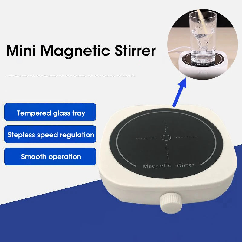 Magnetic Stirrer Kitchen Liquid Mixing Mini Lab Stir Mixer Portable Stirrer Plate with Stir Bar USB 2L 4000RPM for Laboratory Beauty World Shop