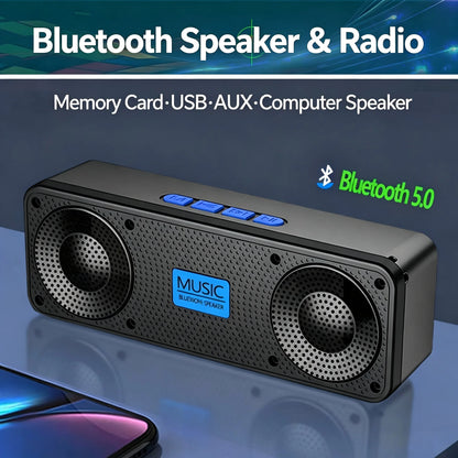 S18 Bluetooth Speaker W/ Subwoofer, FM Radio, 20H Battery, Waterproof, Stereo for Phone/PC Outdoor Beauty World Shop
