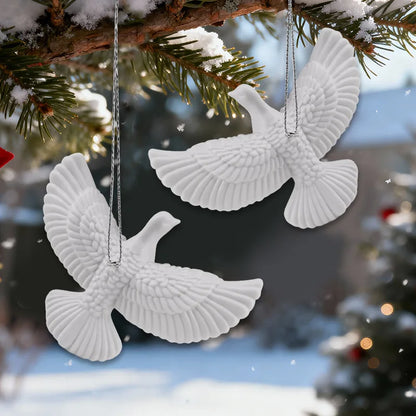 Elegant White Dove Christmas Ornaments Xmas Tree Hanging Pendants Resin Bird 2026 New Year Party Home Wall Decoration Kids Gifts Beauty World Shop