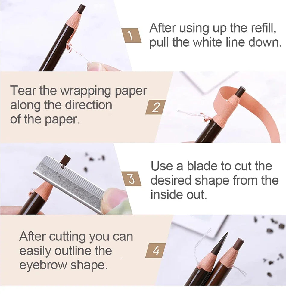 5pcs Professional Microblading Pencil Permanent Eyebrow Pencil Tattoo Waterproof Art Tint Makeup Eye Brow Pen Enhancers Cosmetic Beauty Trend Shop