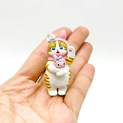 Mofusand Cats Wearing Sanrio Characters Clothes Holding Dolls Cute Figure Blind Box My Melody Kuromi Cinnomoroll Hello Kitty Beauty World Shop
