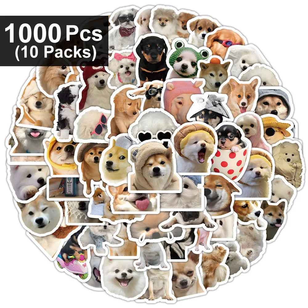 10/100/1000Pcs Funny Dog Stickers Cartoon Cute Decals Toy Guitar Phone Bicycle Laptop Notebook Luggage Car Graffiti Kids Sticker Beauty World Shop