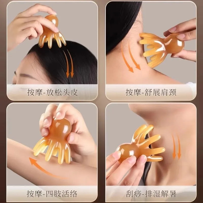 Octopus Head Massager Comb Head Meridian Manual Acupressure Tool Portable SPA Gua Sha Massage Comb Beauty World Shop