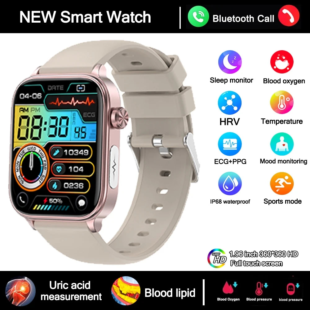 2025 New 24-Hour Health Monitoring Smart Watch Men Uric Acid Blood Lipids Heart Rate Bluetooth Call Smartwatch Women Beauty World Shop