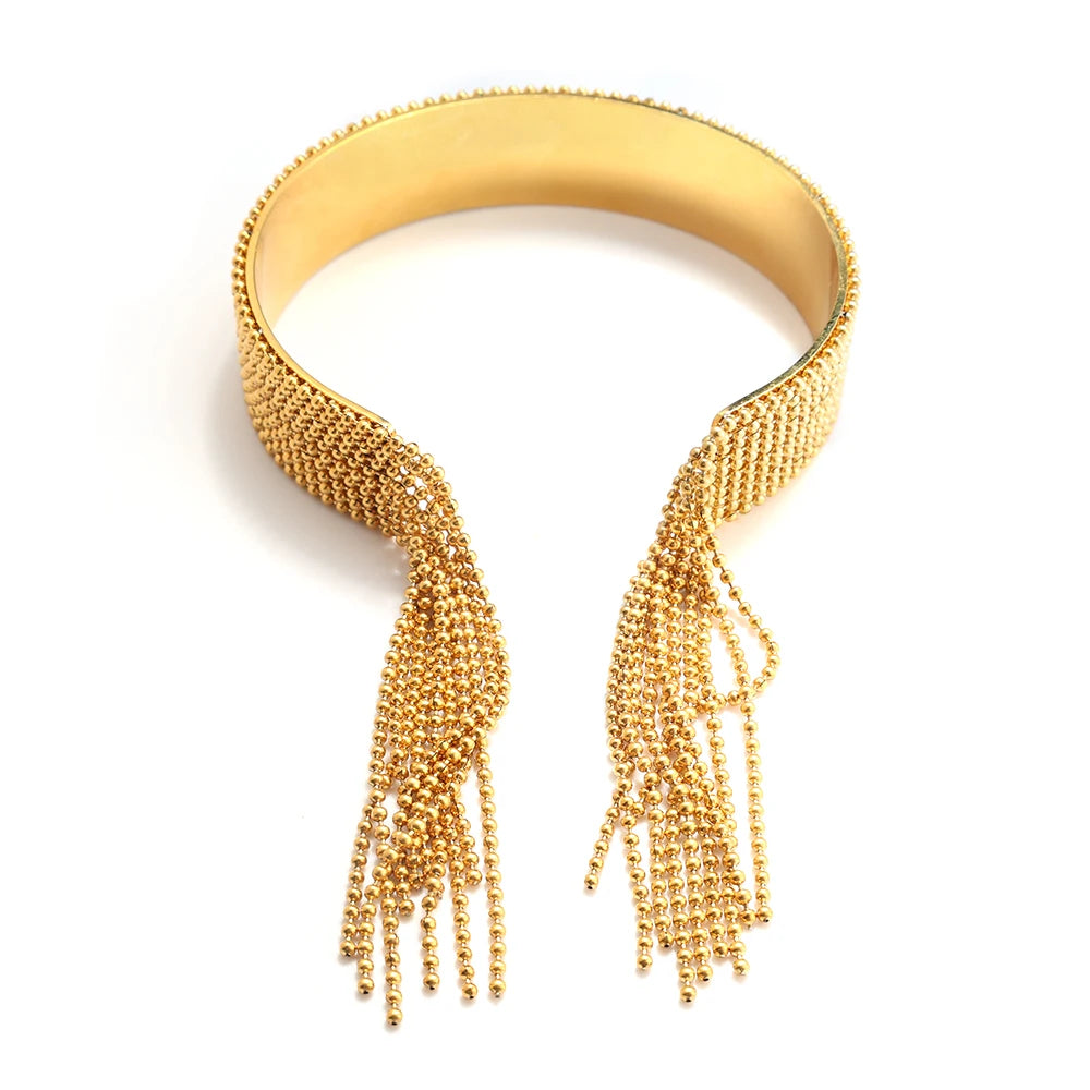 JOVO LOVE Stainless Steel Chain Tassel Finger Ring Adjustable Golden High Quality Charm Open Rings Stylish Waterproof Jewelry Beauty World Shop