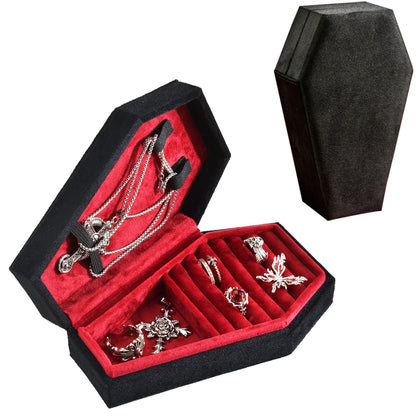 Personalized Gift Halloween Velvet Coffin Jewelry Box Ring Necklace Custom Logo Jewellery Organizer Beauty World Shop