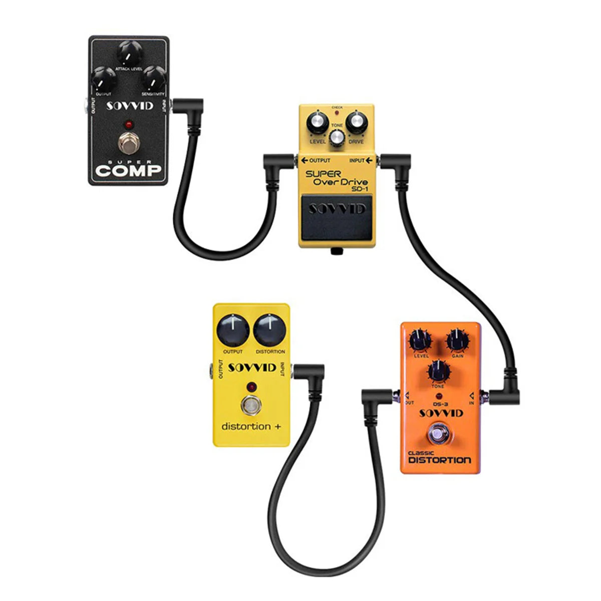 Miwayer Guitar Effect Pedal Flat Patch Cables 5 Inch Length with 1/4 Inch Right Angle Connectors Patch Cable Kit 1 Packs Beauty World Shop