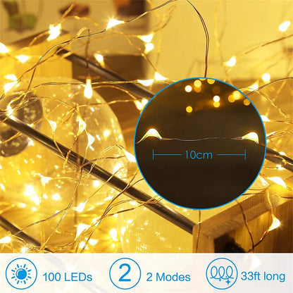 USB Led Fairy Lights Copper Wire String 20M 200LED Holiday Outdoor Lamp Garland For Christmas Tree Wedding Party Decoration Beauty World Shop