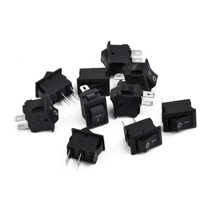 10 Pcs round Rocker Switches 250V 3A 2-Pin ON/OFF Toggle SPST for Auto Car Truck Boat 10x15mm Beauty Trend Shop