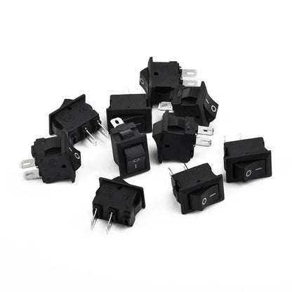 10 Pcs round Rocker Switches 250V 3A 2-Pin ON/OFF Toggle SPST for Auto Car Truck Boat 10x15mm Beauty Trend Shop