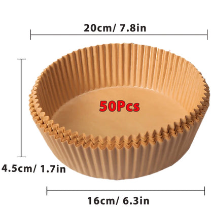 50/100Pcs Air Fryer Disposable Paper Non-Stick Airfryer Baking Papers Round Air-Fryer Paper Liners Paper Kitchen Accessories Beauty World Shop