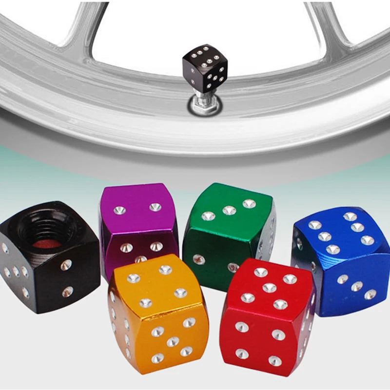Aluminum Dice Tire Valve Caps Dustproof Car Truck Motocycle Bike Dice Wheel Stem Tyre Tire Wheel Stem Air Valve Dust Cap Cover Beauty World Shop