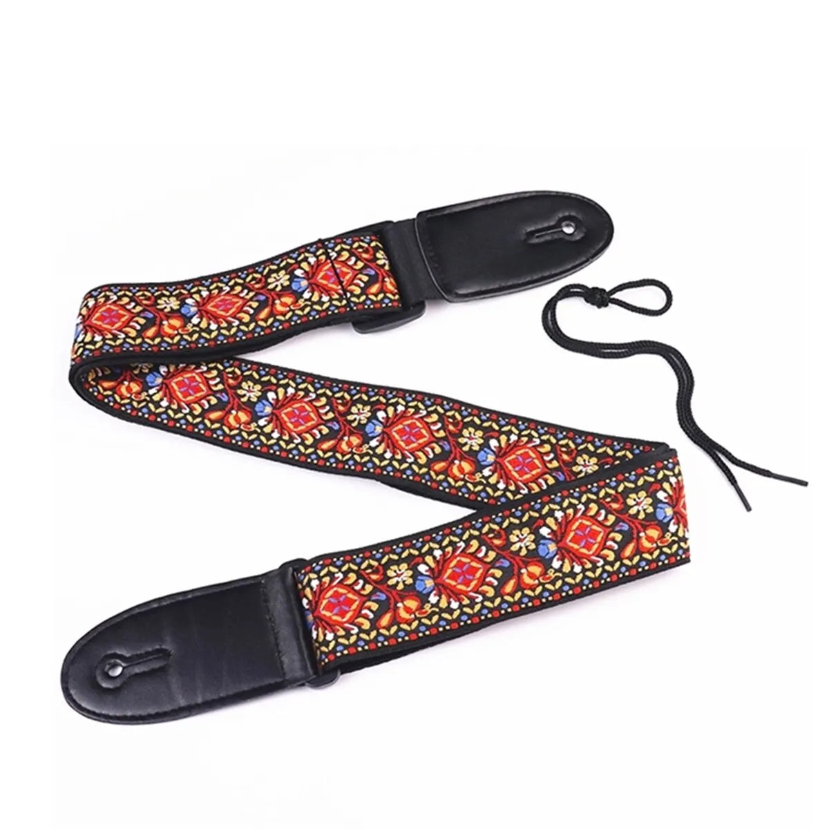 Embroidered Print Guitar Strap Vintage Ethnic Style Adjustable Strap for Folk Electric Guitar Bass Ukulele Guitar Accessories Beauty World Shop