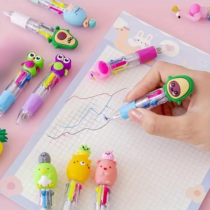 5-20Pcs/Lot Cute Cartoon 4 Color Mini Ballpoint Pen KawaiiUnicorn Flamingo Retractable Stationery Gift SchooOoffice Supplies Beauty World Shop