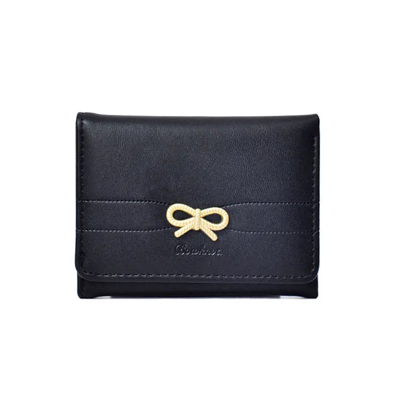 Fashion Wallets Girls Cute Bow Small Wallet Aesthetic Card Holder Classic Three Fold Purse For Women Student Simple Coin Pouch Beauty World Shop
