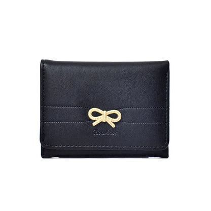 Fashion Wallets Girls Cute Bow Small Wallet Aesthetic Card Holder Classic Three Fold Purse For Women Student Simple Coin Pouch Beauty World Shop