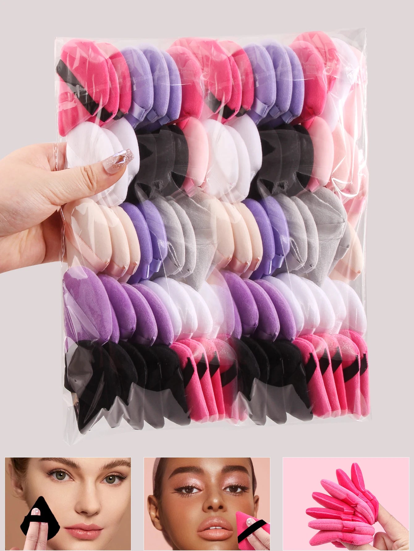 2Pcs/100Pcs  Triangle Powder Puff For Loose Powder Liquid Cosmetic Soft Plush Powder Puff Makeup Foundation Puff Makeup Tool Beauty World Shop