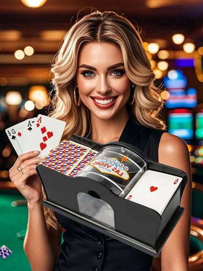 Manual Card Shuffler 2 Deck with Hand Crank, Card Shuffler for Blackjack, UNO, Poker, Playing Card Dealer Machine Manual Card Beauty World Shop
