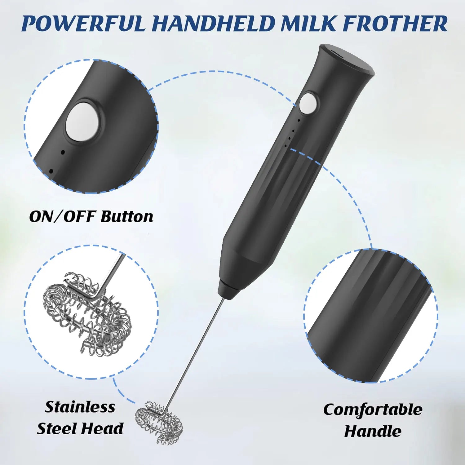 MINI Milk Frother USB Rechargeable 3 Speeds Foam Maker Coffee Whisk Mixer Electric Handle Blender Egg Beater Beauty World Shop
