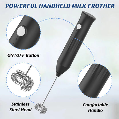 MINI Milk Frother USB Rechargeable 3 Speeds Foam Maker Coffee Whisk Mixer Electric Handle Blender Egg Beater Beauty World Shop