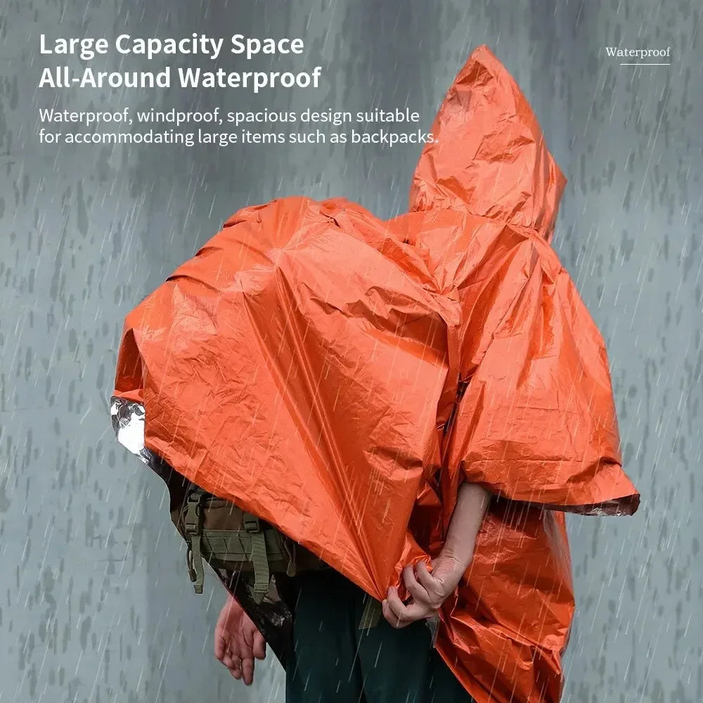 Emergency Raincoat Poncho Waterproof Rainwear Blanket Survival Camping Equipment Cold Insulation Rainwear Camping Equipment Beauty World Shop