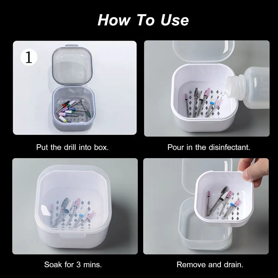 Portable Alcohol Disinfection Filter Cleaning Box Nail Art Drill Bits Grinding Head Disinfection Box Manicure Sterilization Tool Beauty World Shop