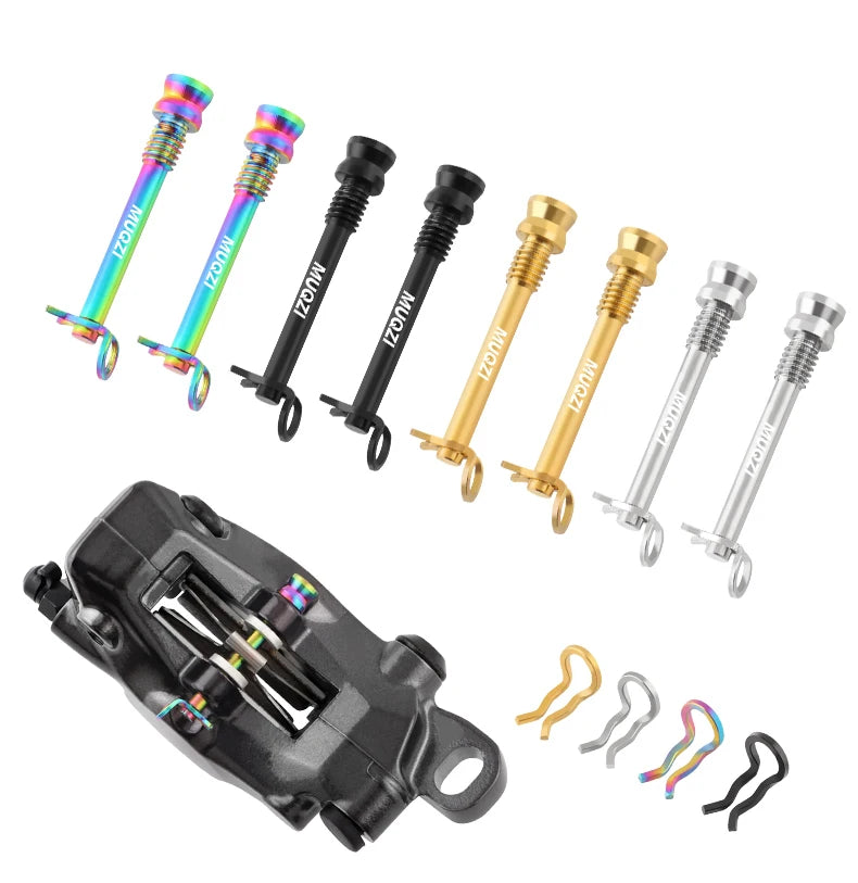 MUQZI 2pcs Titanium Bolts Bicycle Disc Brakes Caliper Lightweight Mounting Screws Road MTB Disc Brake Pad Bolts with Fixing Clip Beauty World Shop