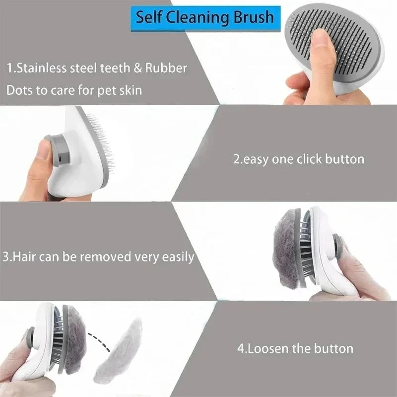 Pet Dog Brush Cat Comb Self Cleaning Pet Hair Remover Brush For Dogs Cats Grooming Tools Pets Dematting Comb Dogs Accessories Beauty Fashion